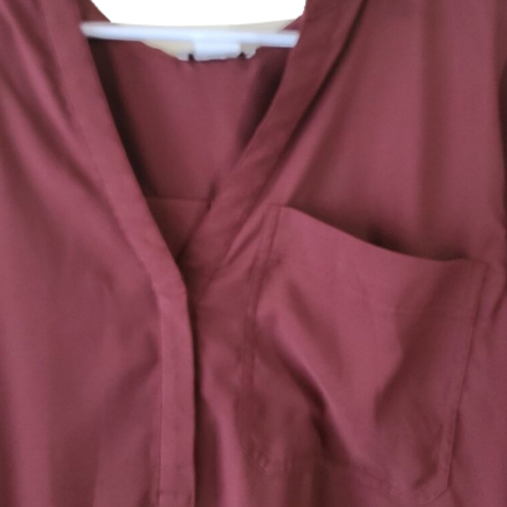 Daily Ritual Maroon Oversized Long Sleeve Blouse - Picture 3 of 4